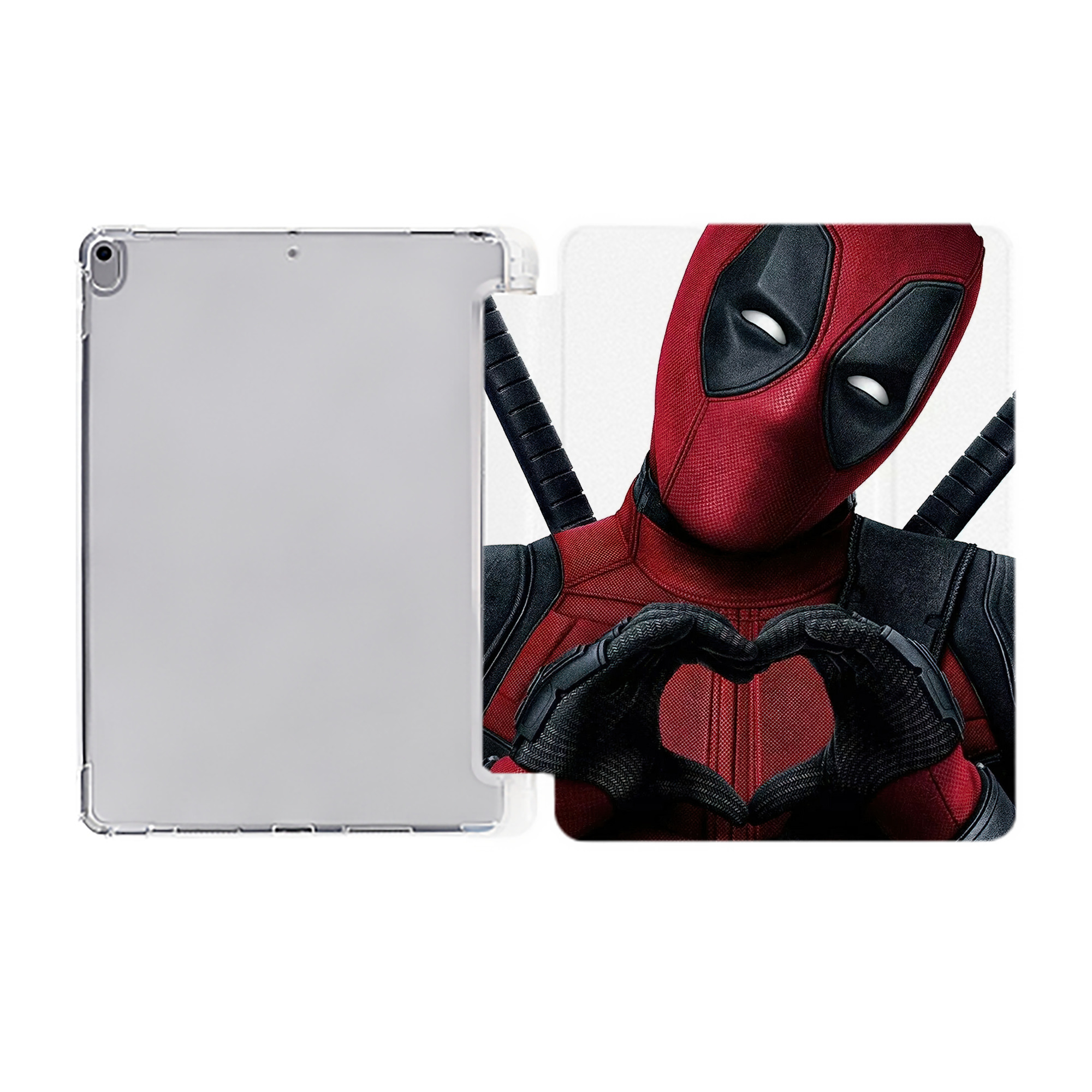 （画像用） Deadpool デッドプール IPad ケース ペン収納付き 三つ折りスタンド PUレザー×シリコン 対応機種9.5/10.5/10.9インチ